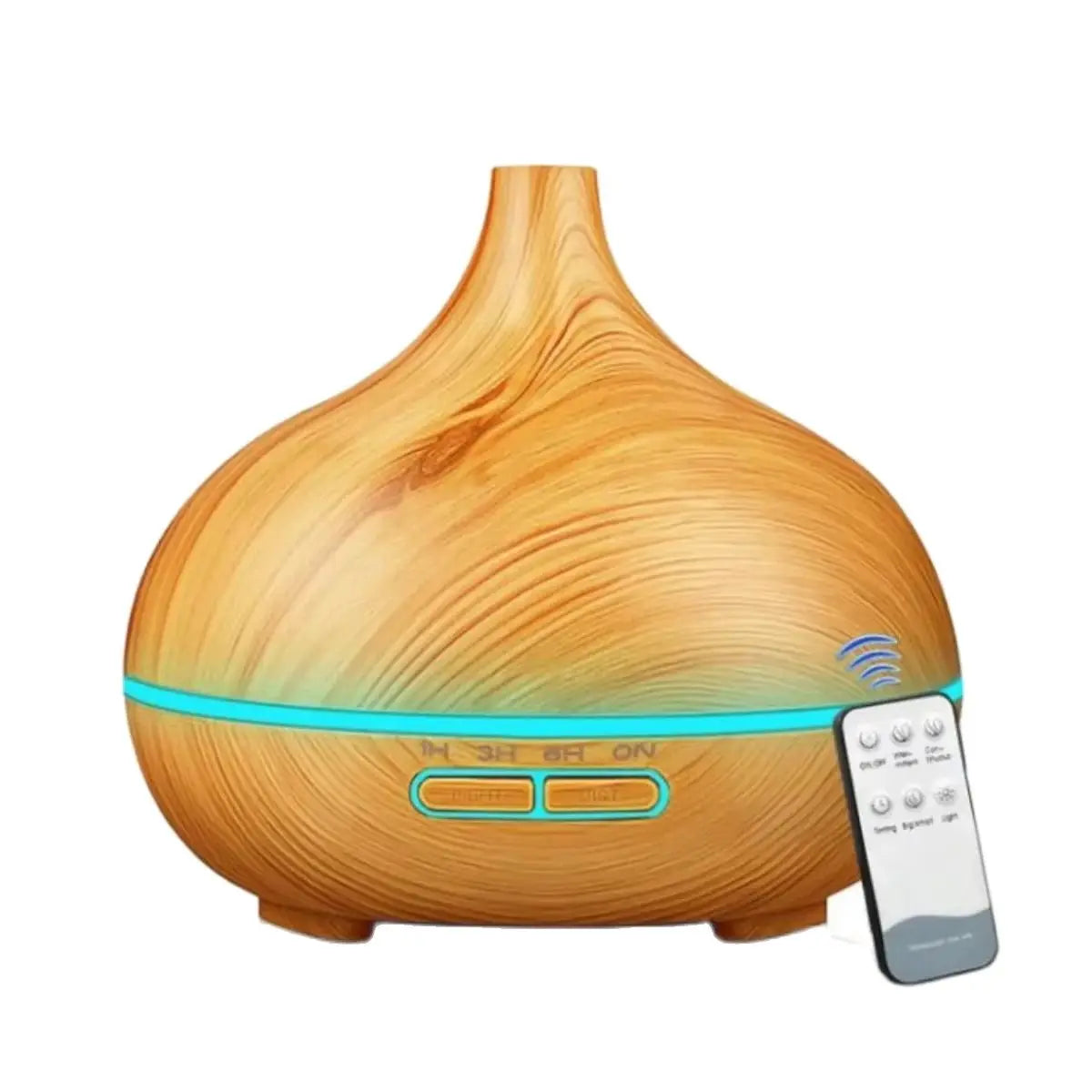 Wood Grain Aromatherapy Essential Oil Diffuser – 500ml Ultrasonic Humidifier with Remote Control & 7 Color Lights