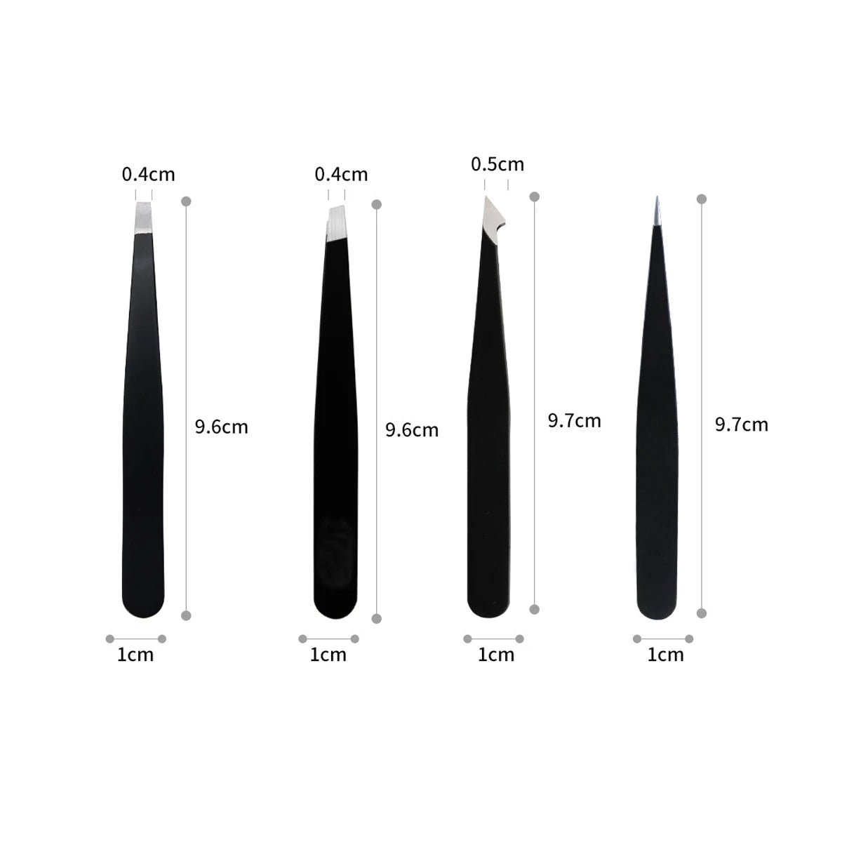 Professional Stainless Steel Tweezers – Precision Set for Eyebrows & Hair Removal (4 Pcs)