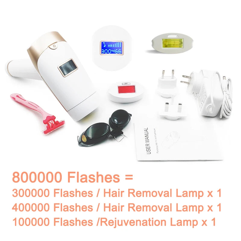 2-in-1 IPL Hair Removal & Rejuvenation Device – Painless, Permanent, Replaceable Lamp Epilator