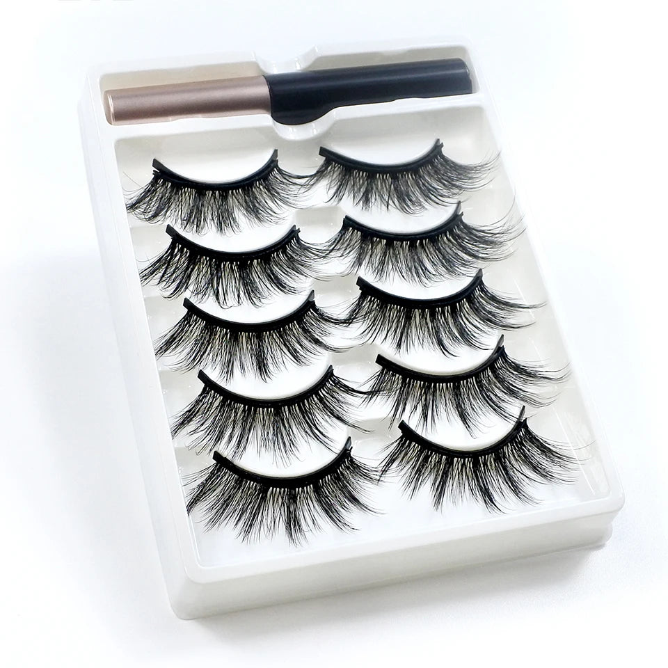 REDSIREN Magnetic Lashes & Eyeliner Kit – Reusable Magnetic False Eyelashes with 5 Pairs & 1 Tube Eyeliner