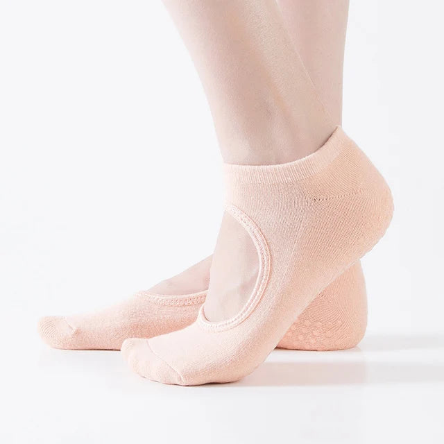 Bandage Yoga Socks for Women – Non-Slip Cotton Pilates, Ballet, Dance & Gym Workout Socks with Grip