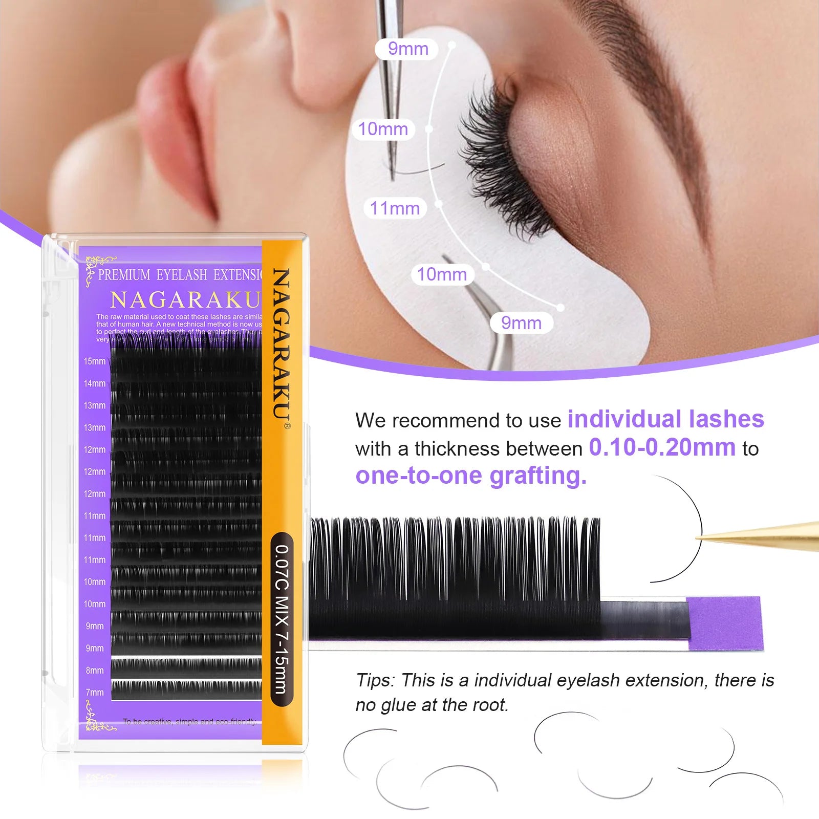 Individual Lashes Premium Classic Eyelash Extension Black