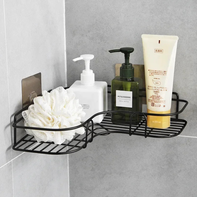 Bathroom Shelf Shower Wall Mount Shampoo Storage Holder with Suction Cup - No Drilling Kitchen Storage