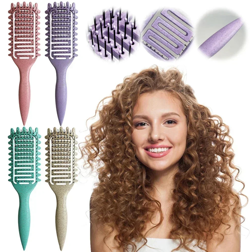 3 in 1 Curl Define Styling Brush Hollow Out Detangling Hair Brush