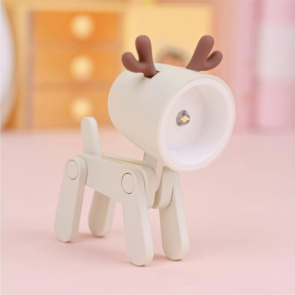 LED Night Light - Mini Folding Desk Lamp, Cute Pet Lights (Dog & Deer) Portable Night Light, Ideal Gift for Students and Living Room Decor