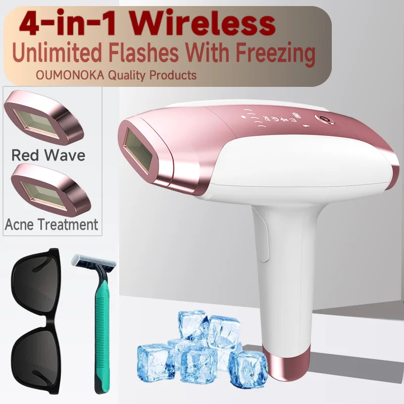 IPL 999,999 Flashes Laser Epilator, Painless Permanent Hair Removal Device for Women and Men, Bikini & Body Use