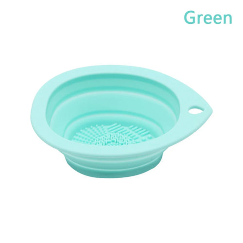 Silicone Makeup Brush Cleaner Folding Powder Puff Cleaning Bowl