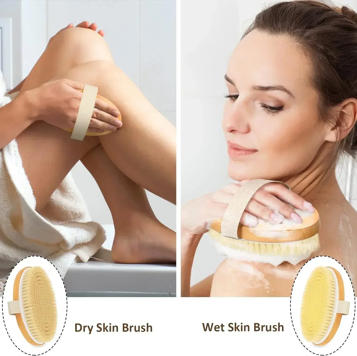 Dry Body Brushes – Exfoliating Scrubber with Natural Bristles for Improved Circulation & Smooth Skin
