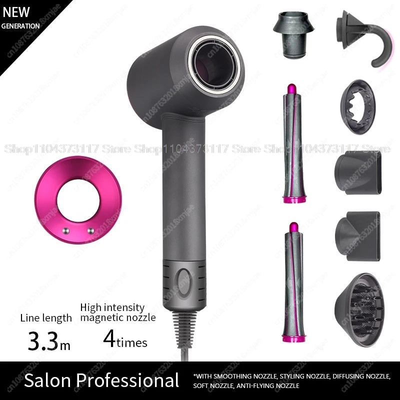 Professional Leafless Hair Dryer – Ionic Technology with Flyaway Attachment