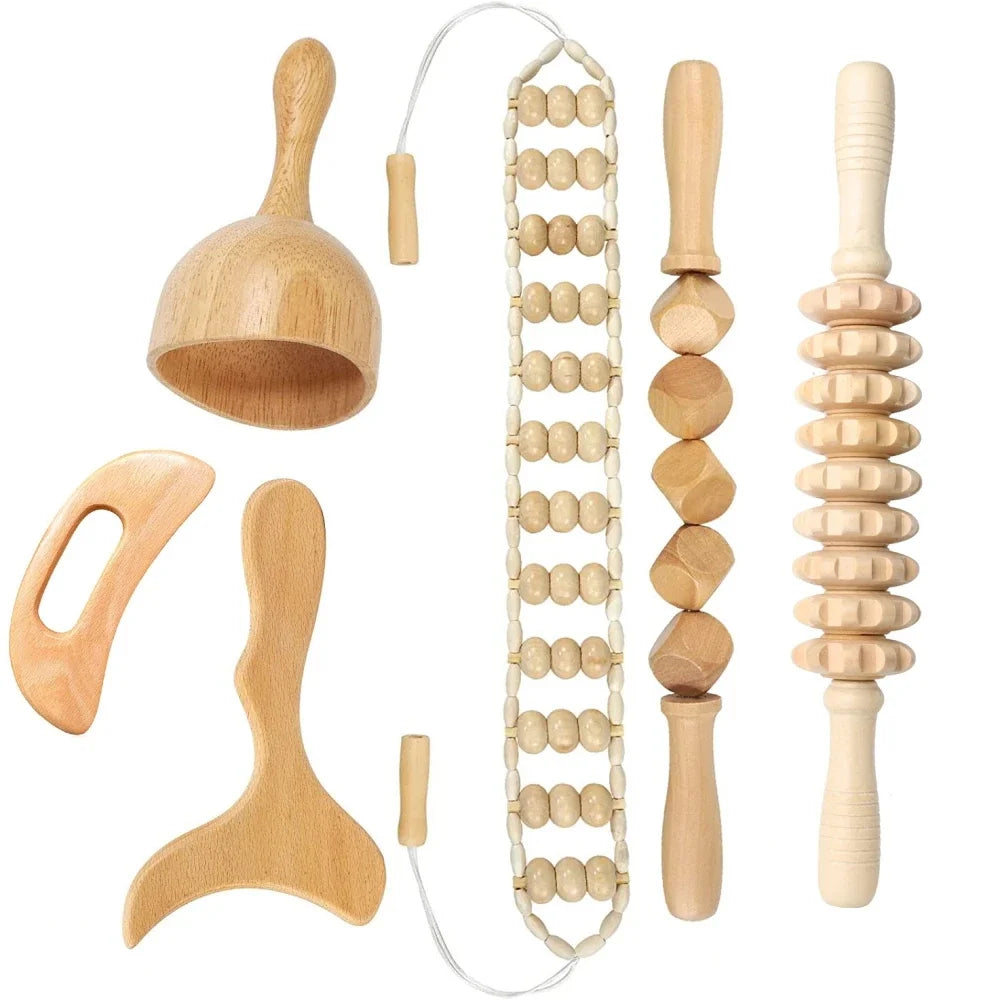 Wooden Therapy Massage Set – Anti-Cellulite & Body Slimming Gua Sha Tools (2/4/6/8PCS)