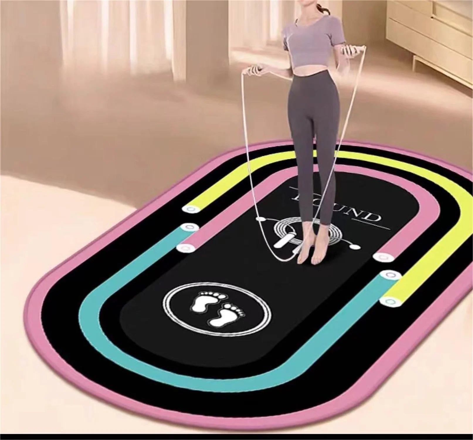 Home Fitness Floor Mat – Shock Absorbing, Sound Insulating & Non-Slip Mat for Skip Rope Workouts