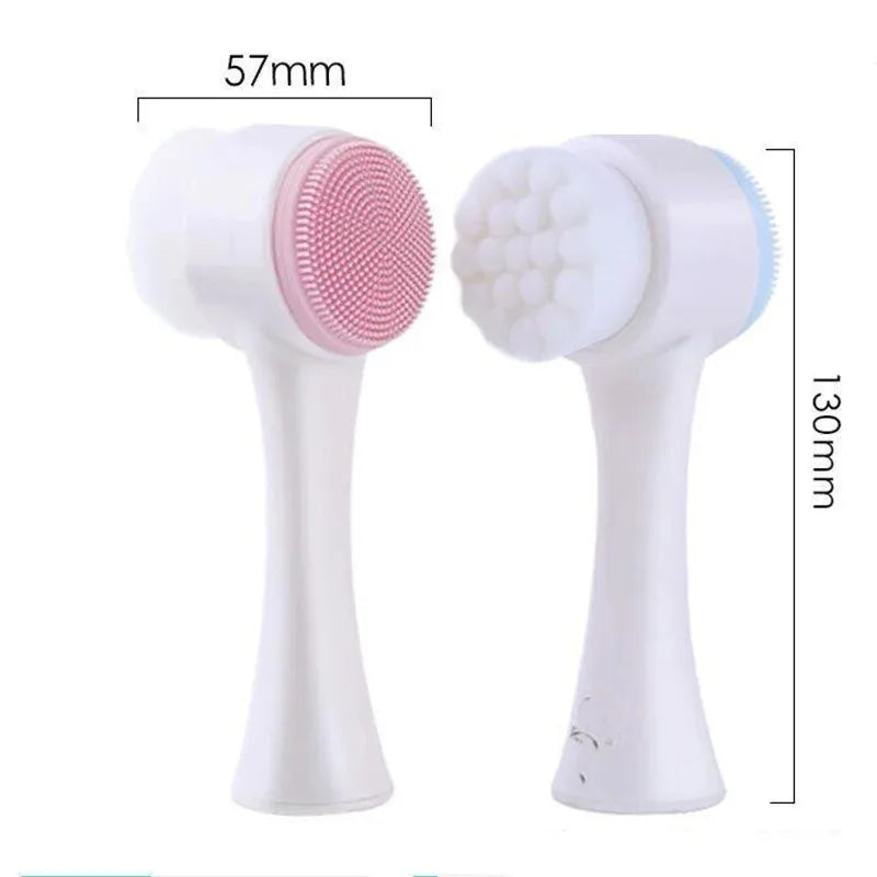 3D Silicone Facial Cleansing Brush - Dual-Sided for Deep Clean & Massage