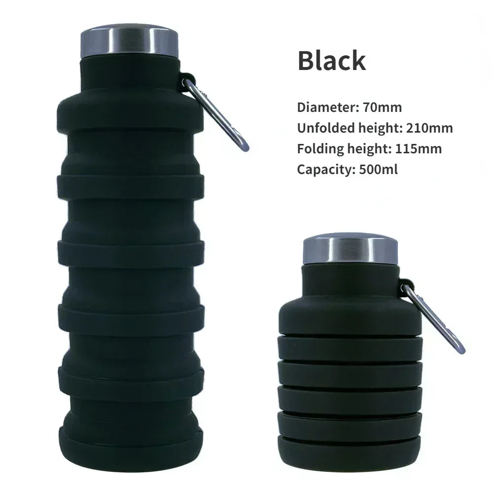 New Portable Silicone Retractable Water Bottle - Collapsible Travel Sport Bottle