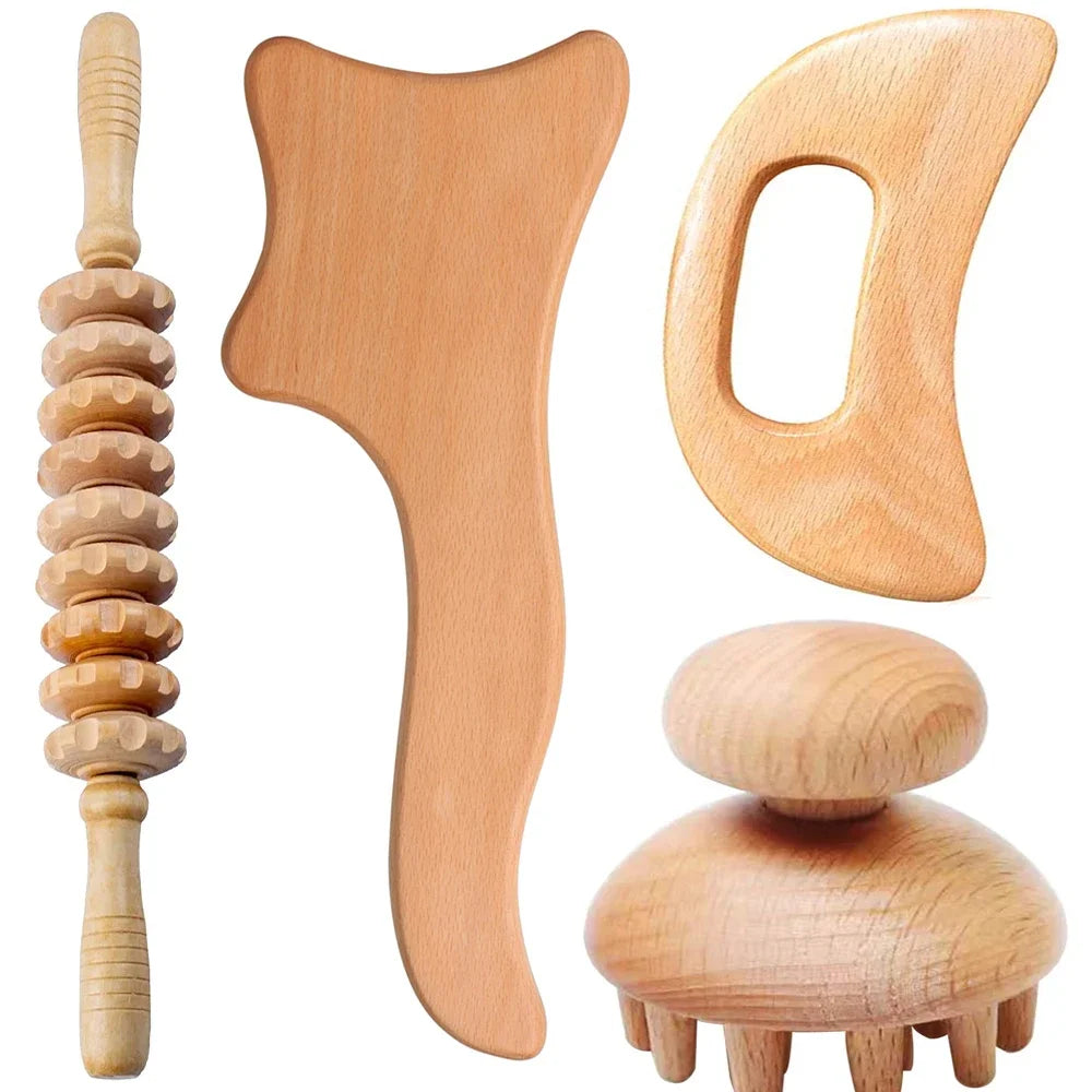 Wooden Therapy Massage Set – Anti-Cellulite & Body Slimming Gua Sha Tools (2/4/6/8PCS)