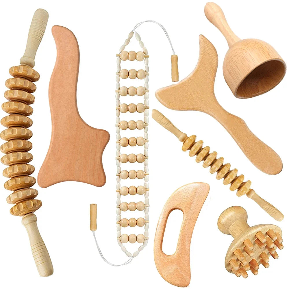 Wooden Therapy Massage Set – Anti-Cellulite & Body Slimming Gua Sha Tools (2/4/6/8PCS)