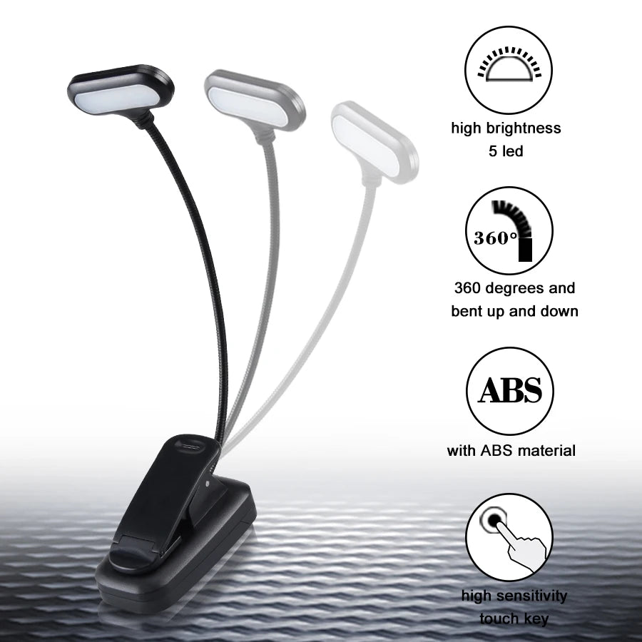 Mini Portable LED Book Light - Adjustable Eye Protection Reading Lamp, Flexible, Battery-Powered, Ideal for Study and Bedroom