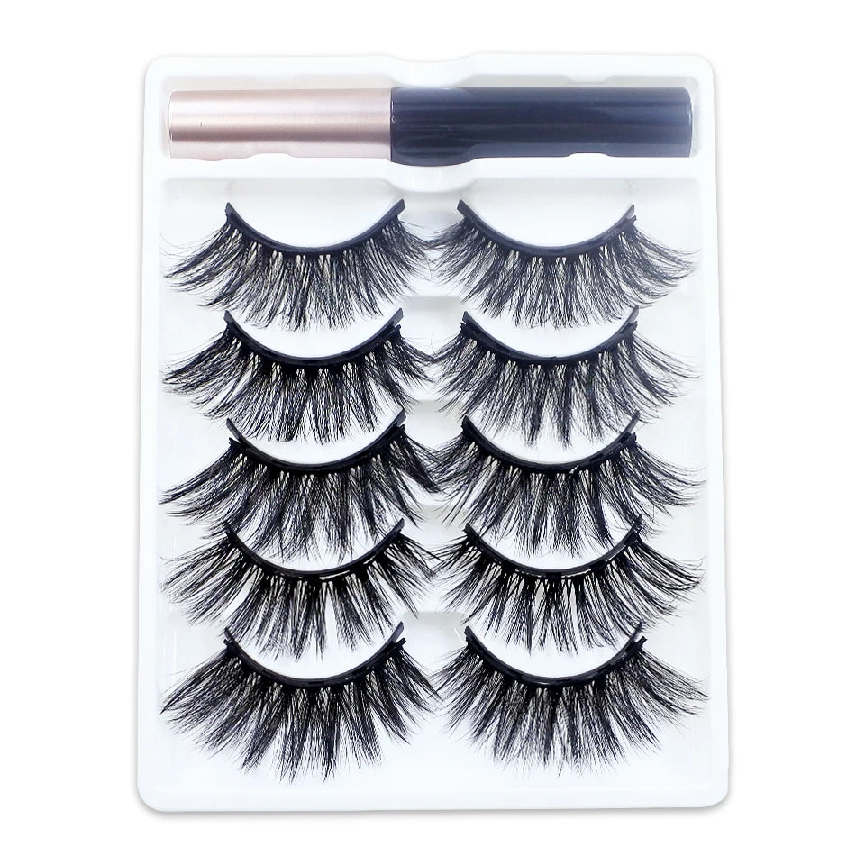 REDSIREN Magnetic Lashes & Eyeliner Kit – Reusable Magnetic False Eyelashes with 5 Pairs & 1 Tube Eyeliner