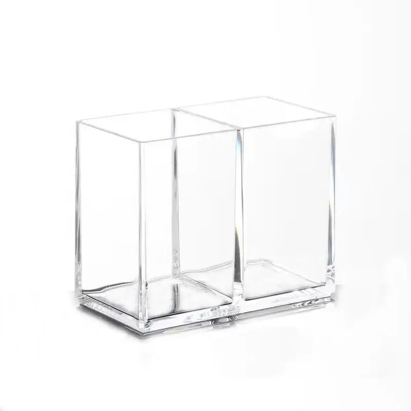 Transparent Acrylic Makeup Organizer Box - 3-5 Grid Brush Holder & Storage for Desk