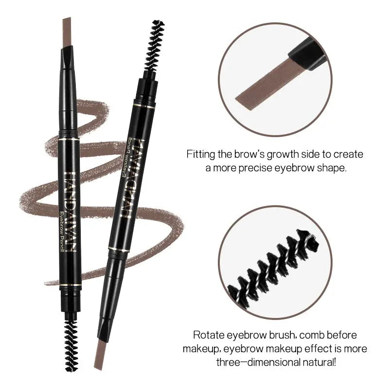 HANDAIYAN Eyebrow Pencil – Automatic Rotating Double-Head Triangle Pen, Long-Lasting Waterproof Makeup in 5 Natural Colors