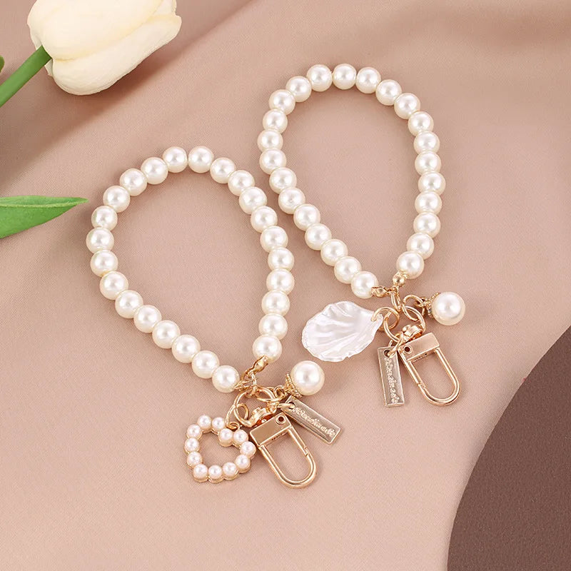 Cute Pearl Keychain – Shiny Pearl Bead Shell Pendant for Bags, Phones, Backpacks, and Car Keys