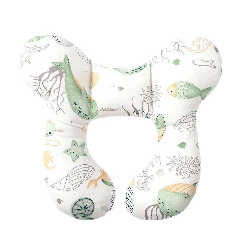 Cartoon Print U-Shaped Pillow for Babies – Neck Protection Travel Pillow for Strollers, Baby Head Shaped Pillow for 0-3 Years