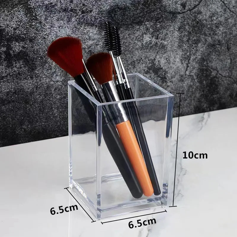Transparent Acrylic Makeup Organizer Box - 3-5 Grid Brush Holder & Storage for Desk