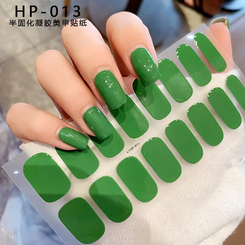 5D Full Cover Nail Stickers | UV Semi-Cured Gel Nail Wraps (16 Tips)