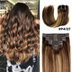 Straight Clip-In Hair Extensions - 100% Real Remy Human Hair, Brown & Blonde Highlights