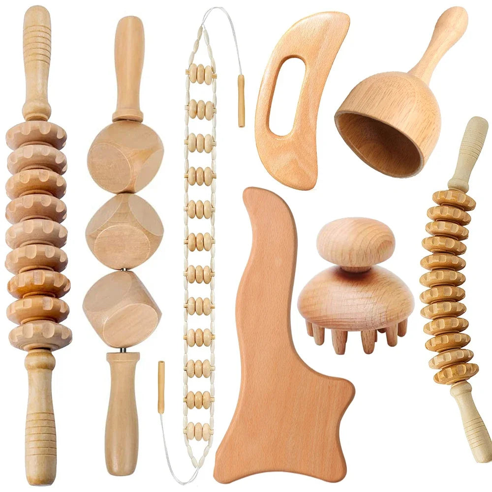 Wooden Therapy Massage Set – Anti-Cellulite & Body Slimming Gua Sha Tools (2/4/6/8PCS)