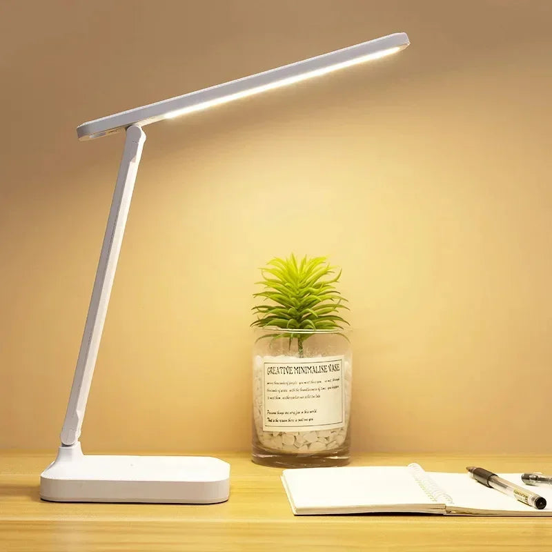 Foldable LED Desk Lamp – Stepless Dimmable, Touch-Control Night Light, USB Rechargeable for Reading, Eye Protection