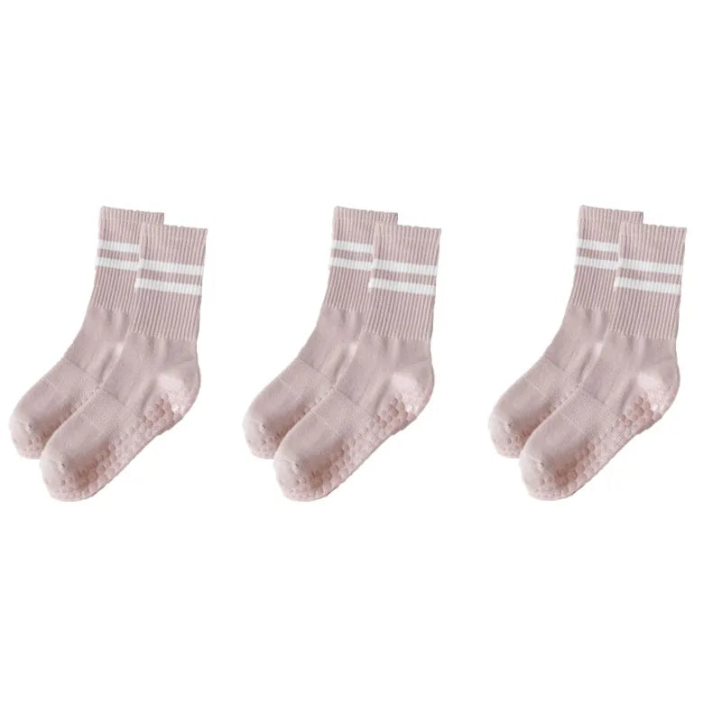 3-Pair Pilates Socks – Anti-Slip Silicone Floor Socks for Yoga, Dance & Fitness Exercise
