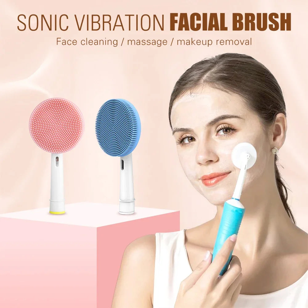 Facial Cleansing Brush Head for Electric Toothbrush – Soft Silicone Brush Head for Skin Tightening & Deep Cleansing