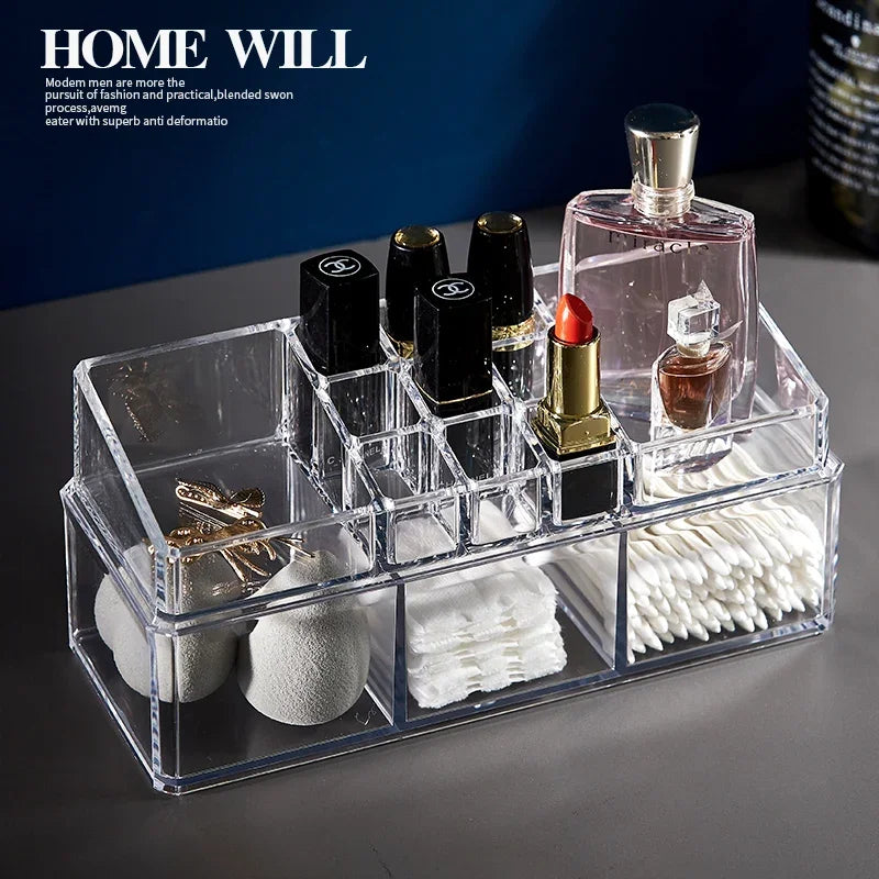 Trapezoid Plastic Transparent Makeup Display Rack - Lipstick Stand Organizer, Cosmetic Jewelry Holder