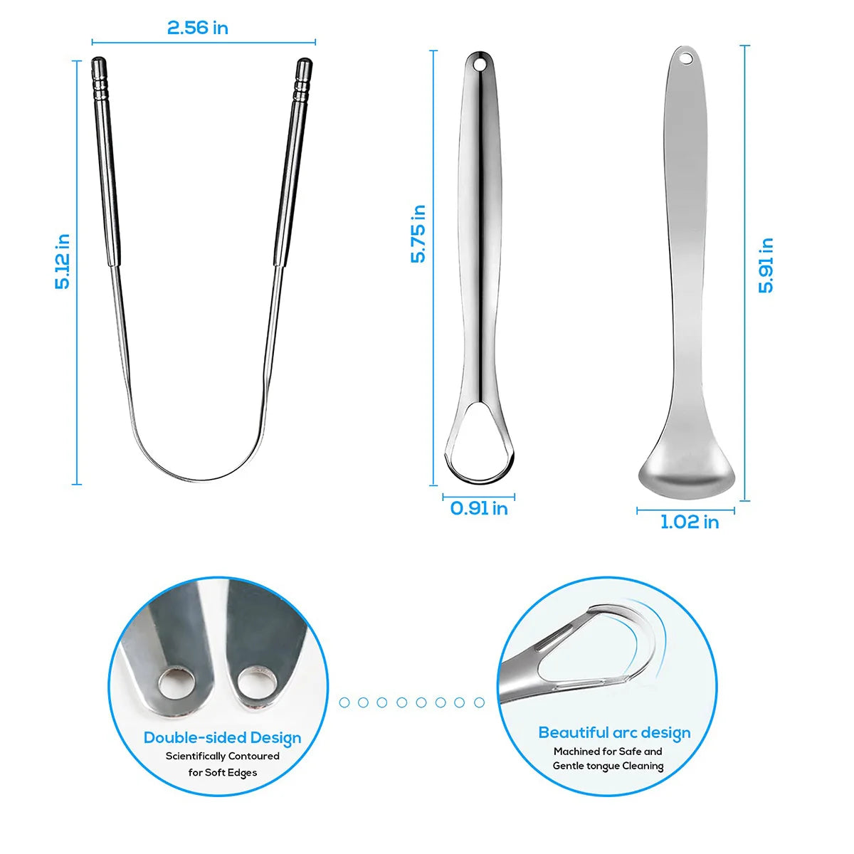 Stainless Steel Tongue Scrapers Tongues Cleaner for Adults Kids