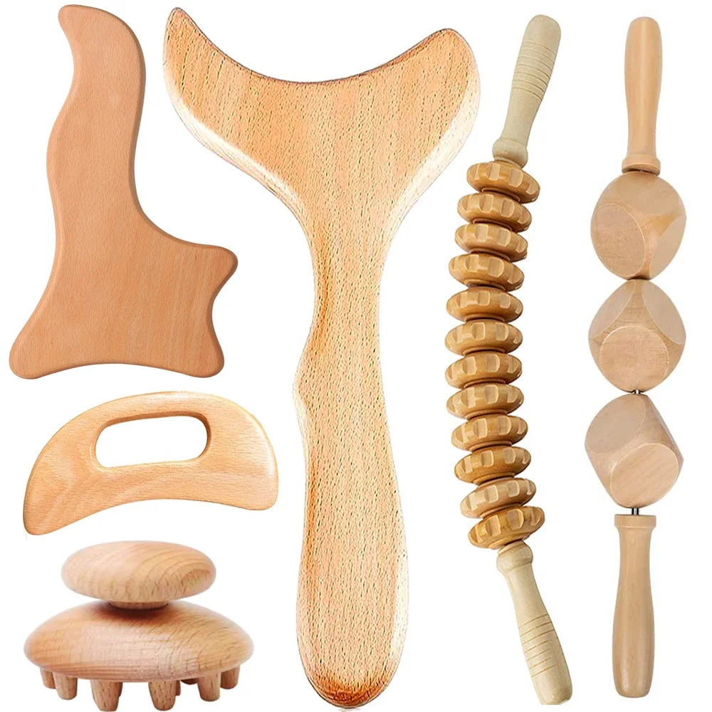 Wooden Therapy Massage Set – Anti-Cellulite & Body Slimming Gua Sha Tools (2/4/6/8PCS)