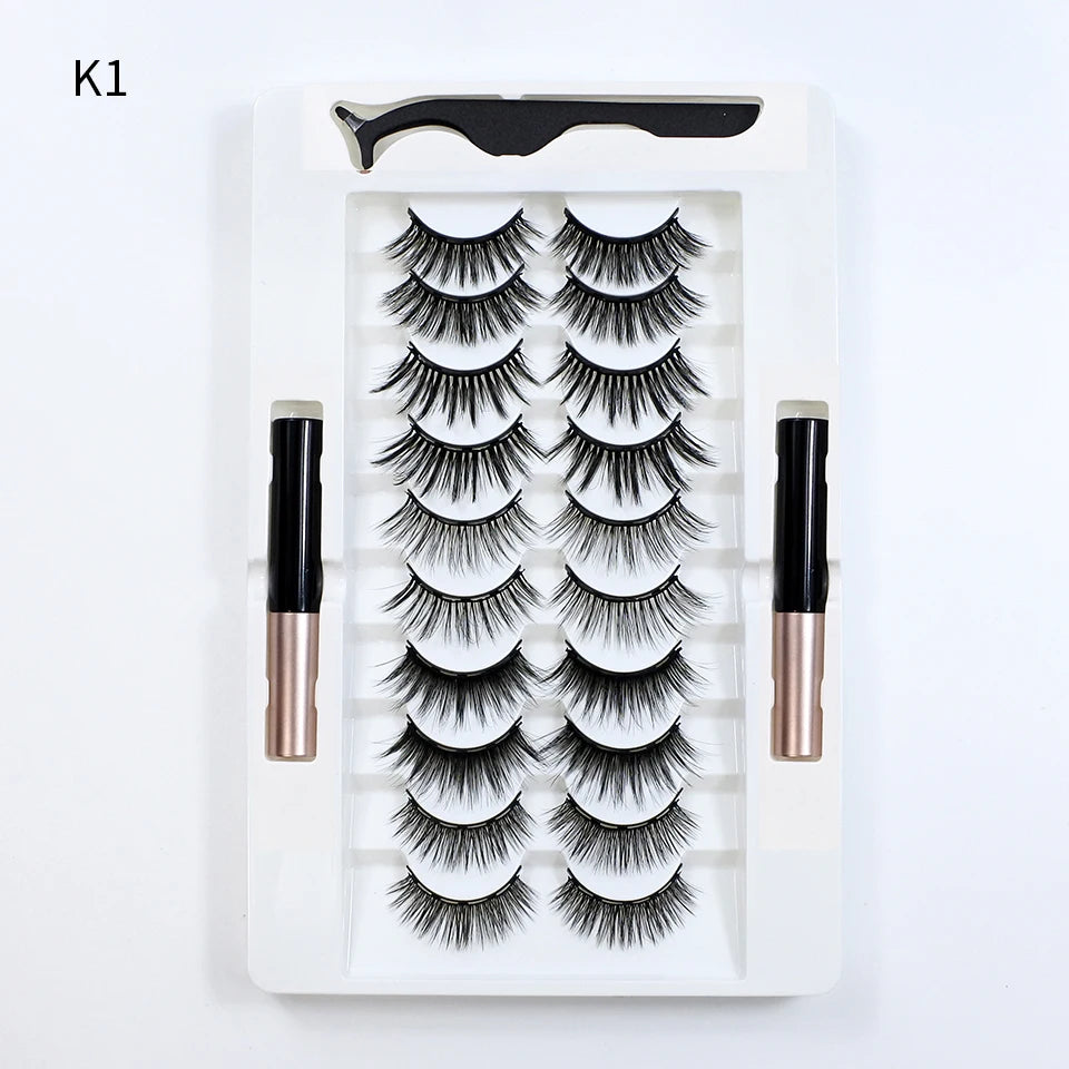 Magnetic Lashes Kit – 5 Pairs Reusable Magnetic False Eyelashes with Eyeliner & Applicator for Natural Look