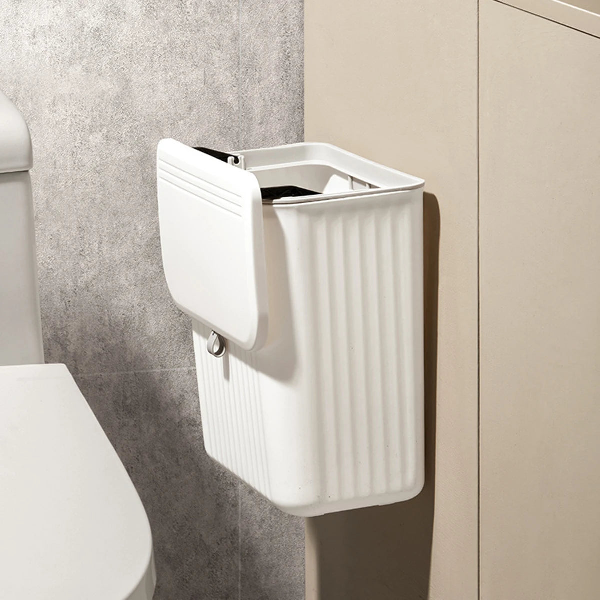 Kitchen Wall-mounted Trash Can - Household Kitchen Waste Storage Bin with Toilet Paper Holder
