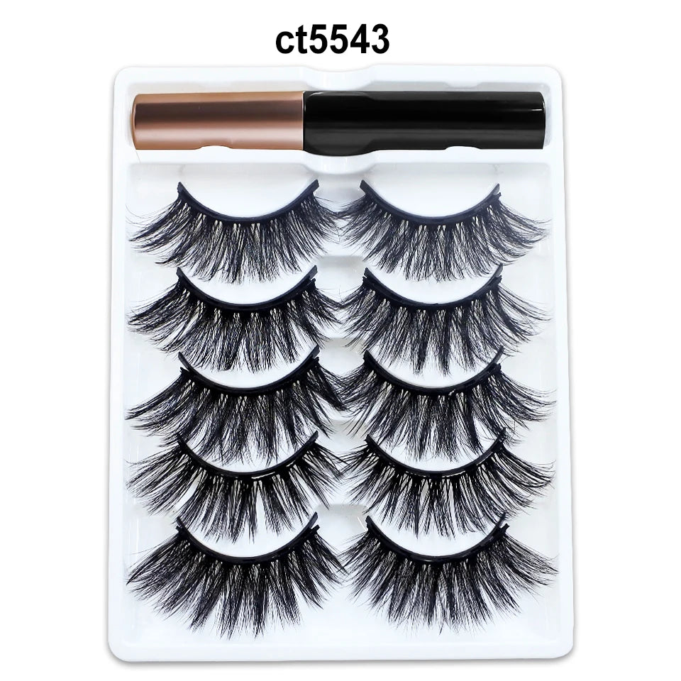 Magnetic Lashes Kit – 5 Pairs Reusable Magnetic False Eyelashes with Eyeliner & Applicator for Natural Look