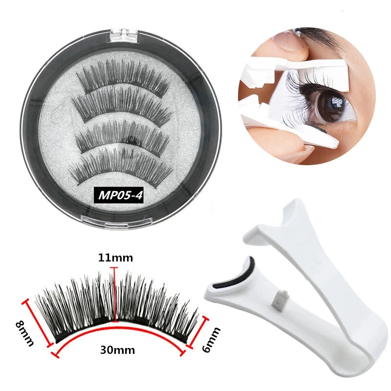 2 Pairs 3D Magnetic Eyelashes Set – 4 Magnets, Reusable False Lashes with Tweezers & Portable Makeup Storage Bag