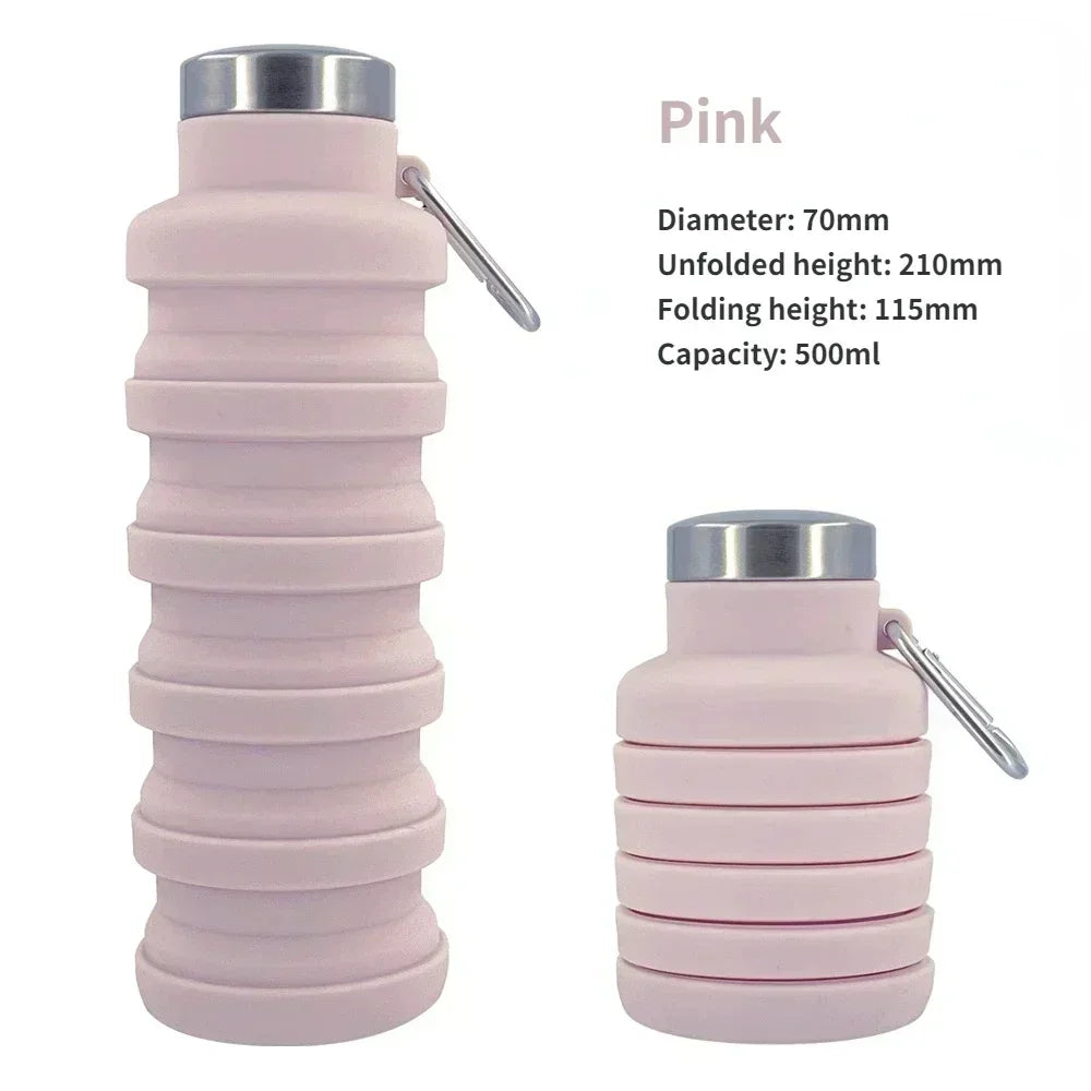New Portable Silicone Retractable Water Bottle - Collapsible Travel Sport Bottle