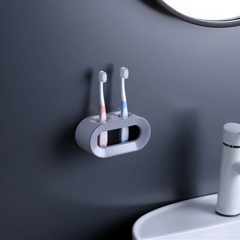 Electric Toothbrush Holder Wall-Mounted Double Hole Self-Adhesive Rack