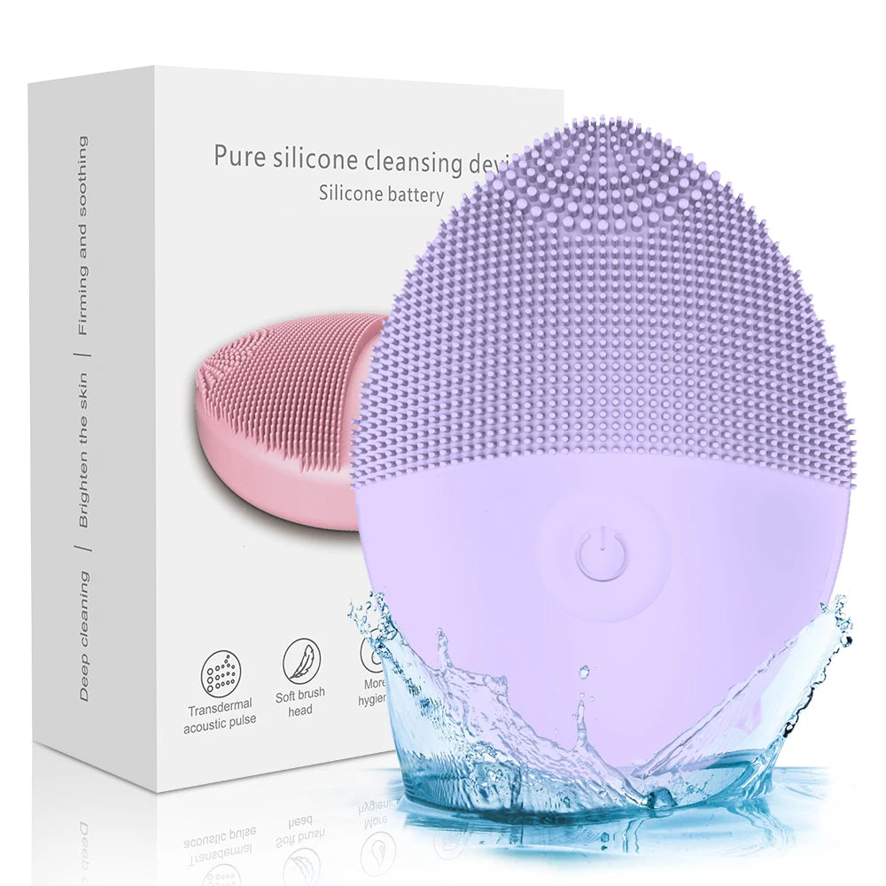 Electric Facial Cleansing Brush – Deep Pore Cleaning, Silicone Beauty Brush with Sound Wave Vibration Massage