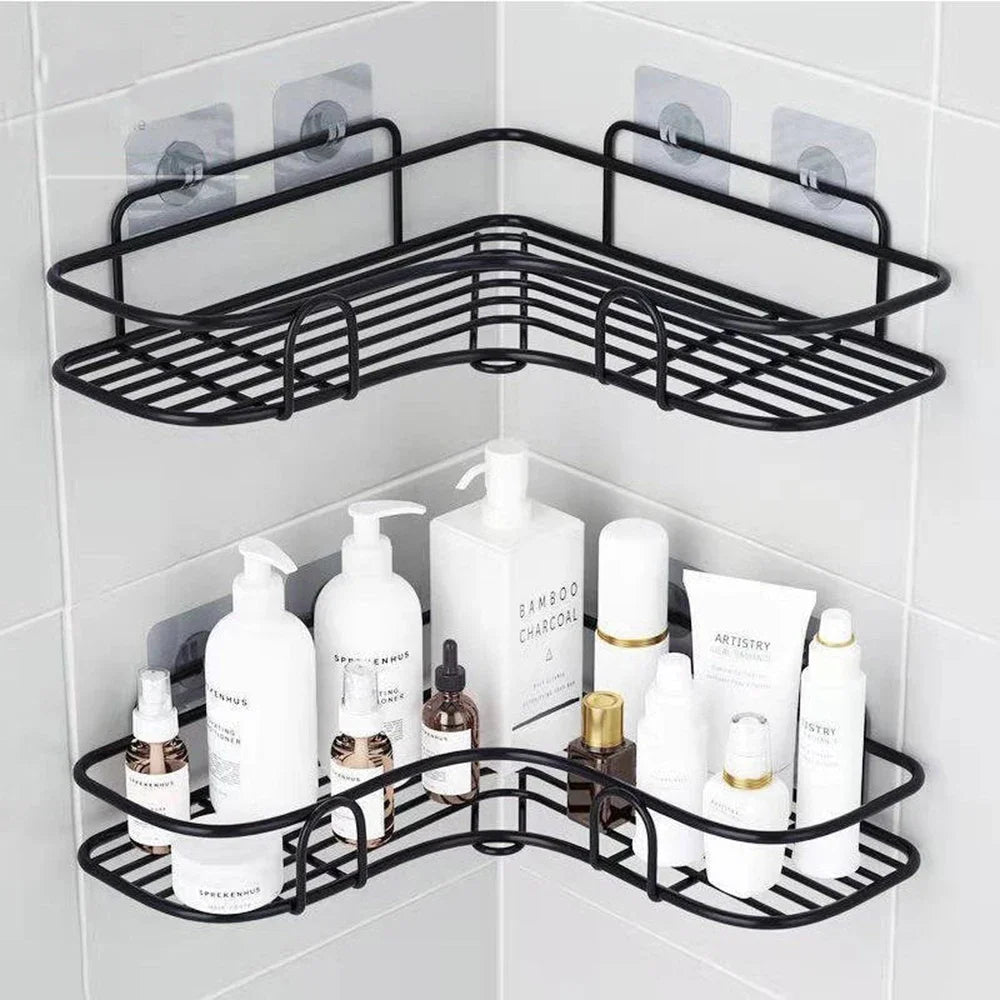 Bathroom Shelf Shower Wall Mount Shampoo Storage Holder with Suction Cup - No Drilling Kitchen Storage