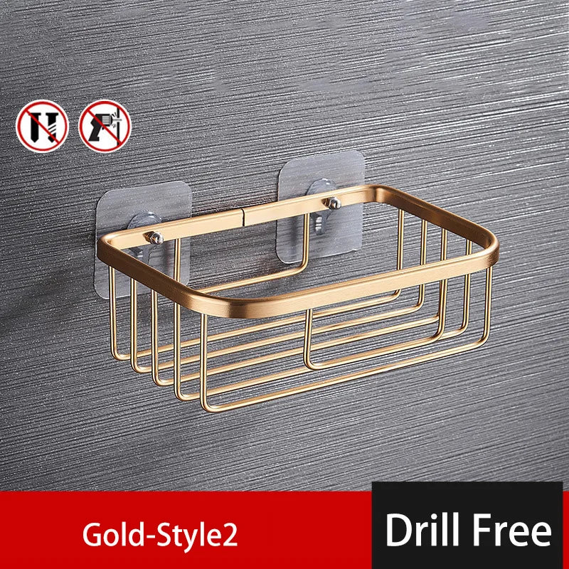 RustProof Space Aluminum Wall Mounted Shower Shelf with Suction Cup