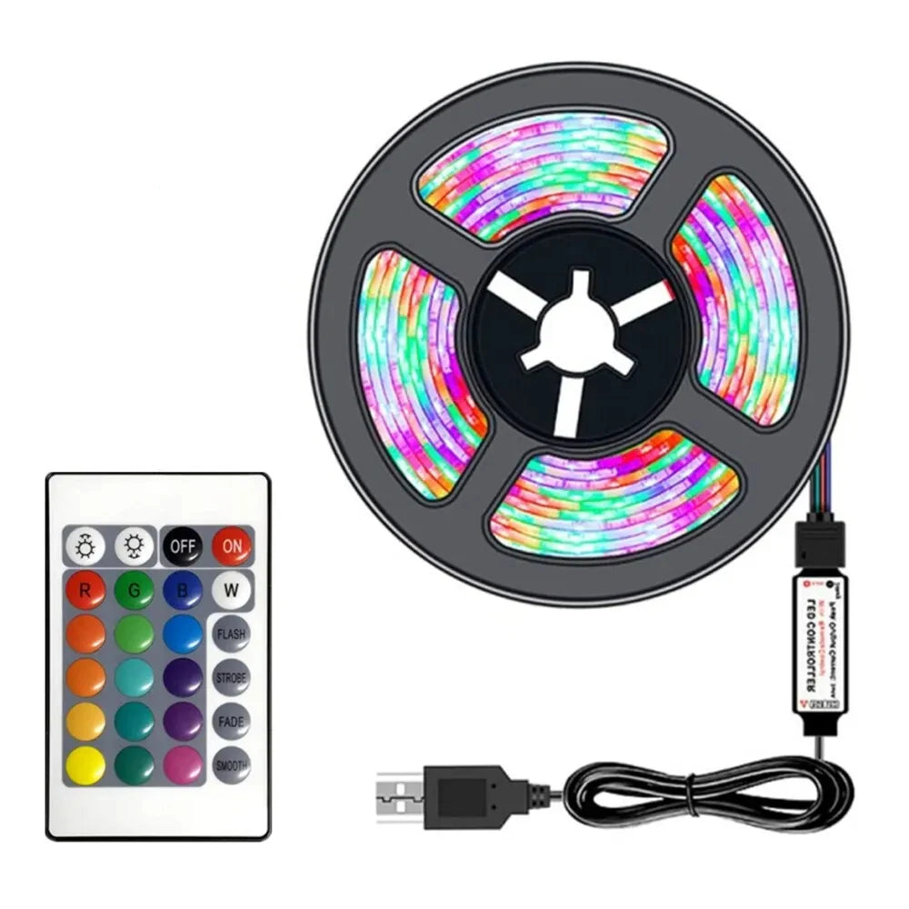 10M 2835 USB LED Strip Light RGB – Remote Control, Flexible Tape Lights for TV & Desktop Backlighting