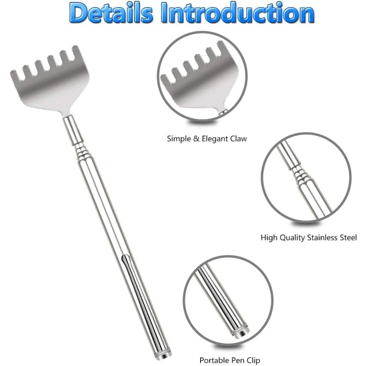 Extendable Back Scratcher for Men Portable Telescopic Metal Back