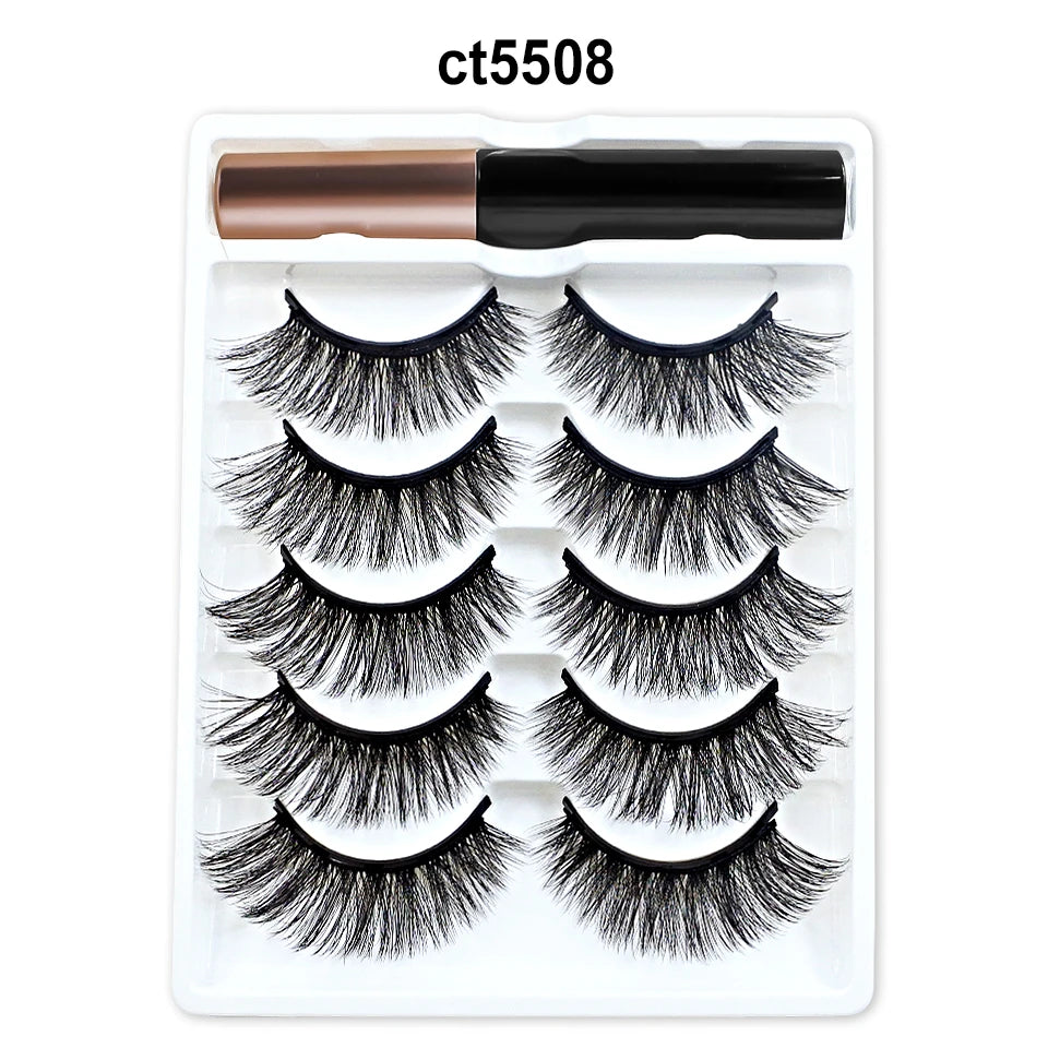 Magnetic Lashes Kit – 5 Pairs Reusable Magnetic False Eyelashes with Eyeliner & Applicator for Natural Look