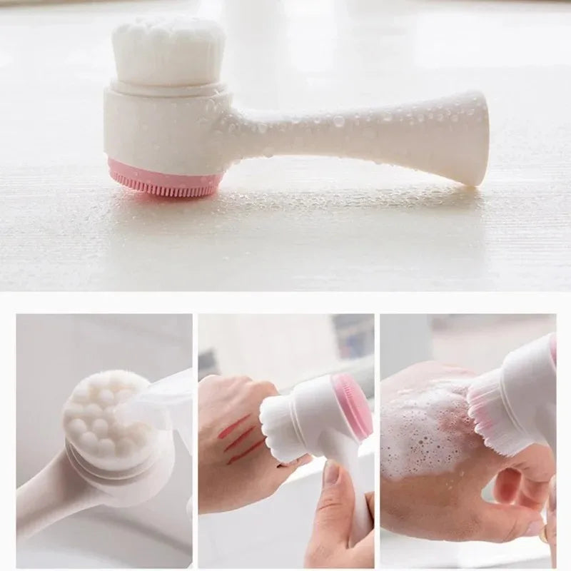 3D Silicone Facial Cleansing Brush - Dual-Sided for Deep Clean & Massage