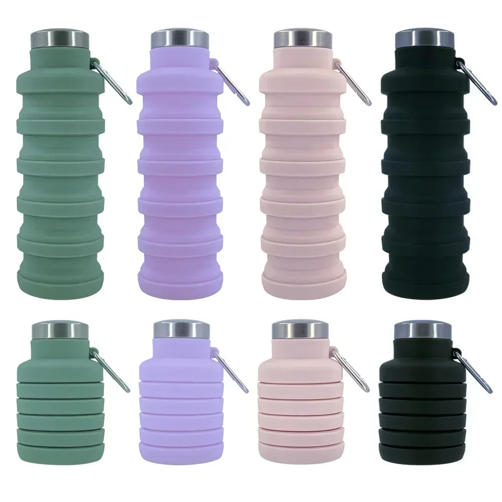 New Portable Silicone Retractable Water Bottle - Collapsible Travel Sport Bottle