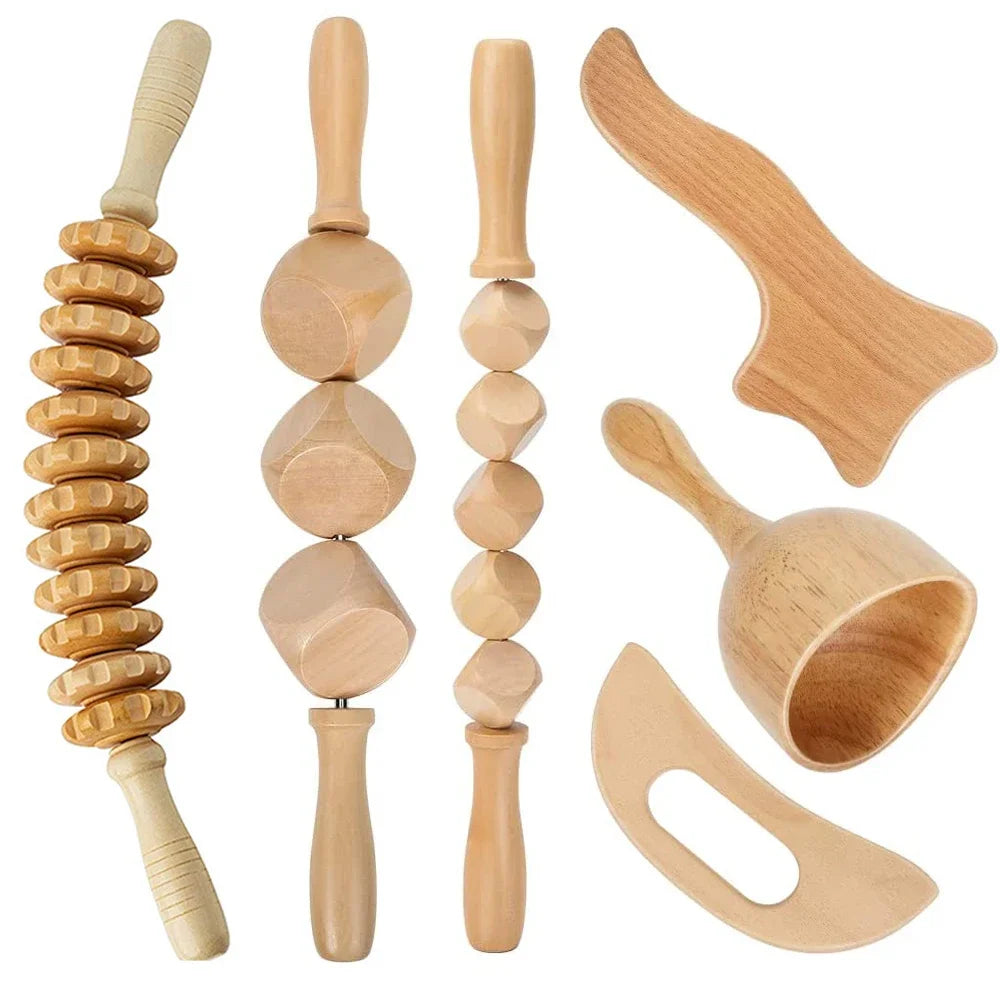 Wooden Therapy Massage Set – Anti-Cellulite & Body Slimming Gua Sha Tools (2/4/6/8PCS)